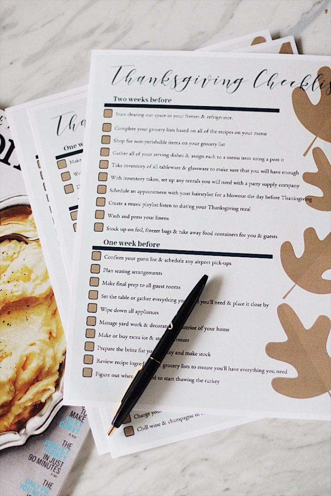 Printable Thanksgiving Checklist