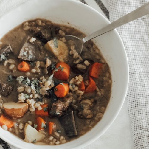 beef and barley stew with winter vegetables